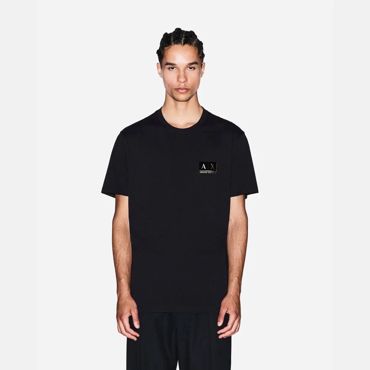 Regular Fit Cotton Crewneck T-Shirt With Central Gold Branding