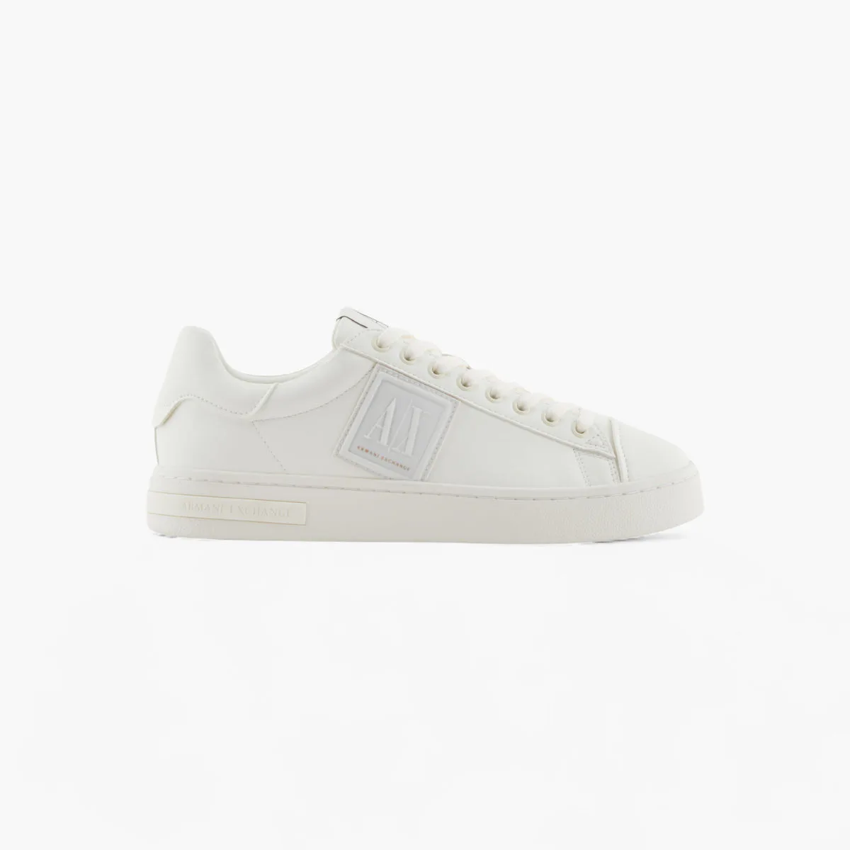 Round Rubber Toe Lace Up Sneakers With Tonal Logo Patch