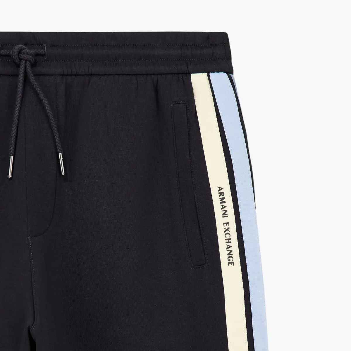 Tapered Fit Comfort Stretch Cotton Trousers With Decorative Branded Tape