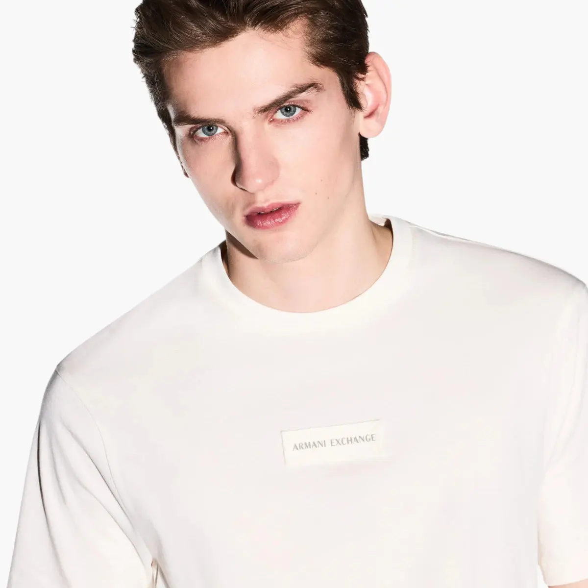 White Edition Slim Fit Cotton Crewneck T-Shirt With Central Logo Patch