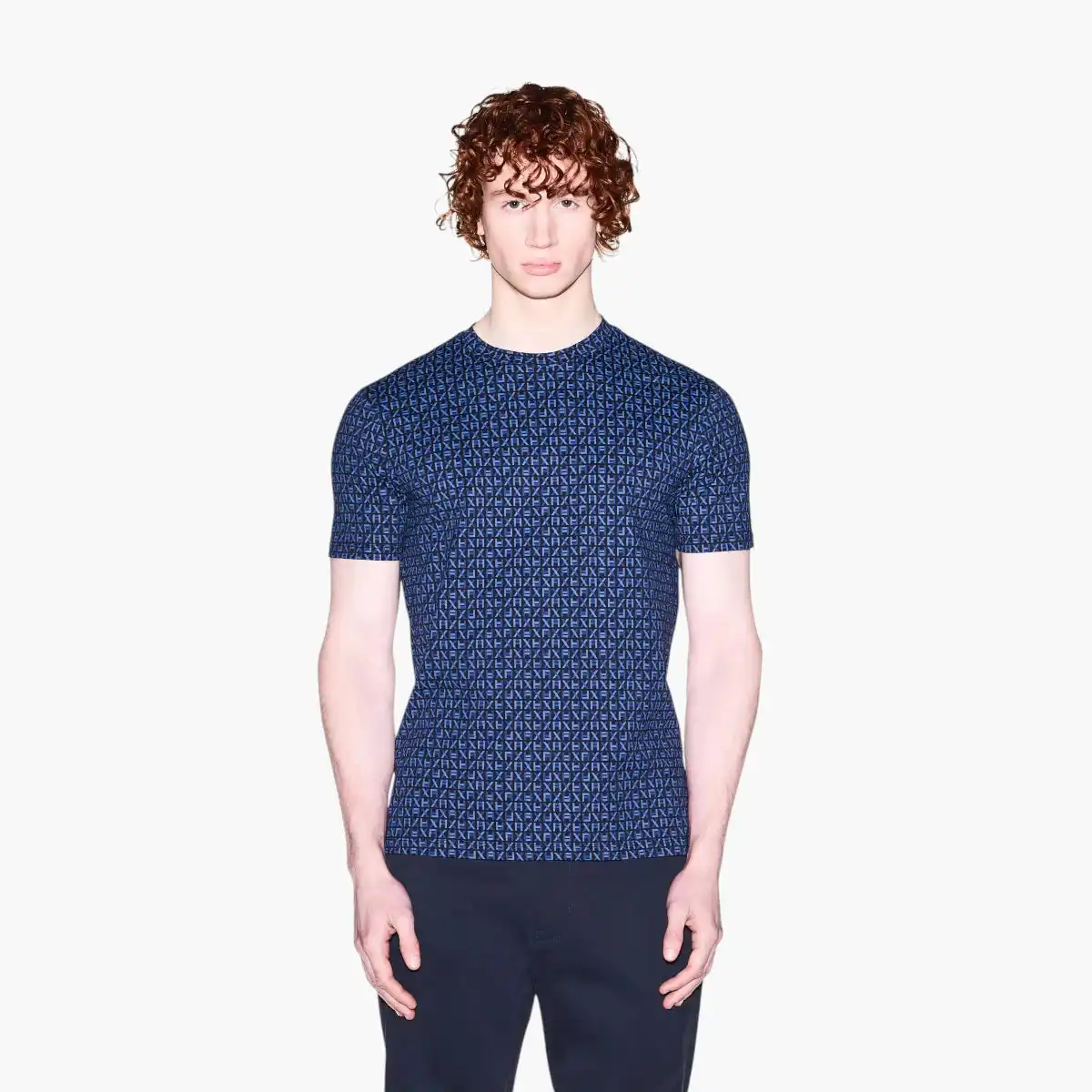 Regular Fit All Over Logo Cotton Crewneck T-Shirt