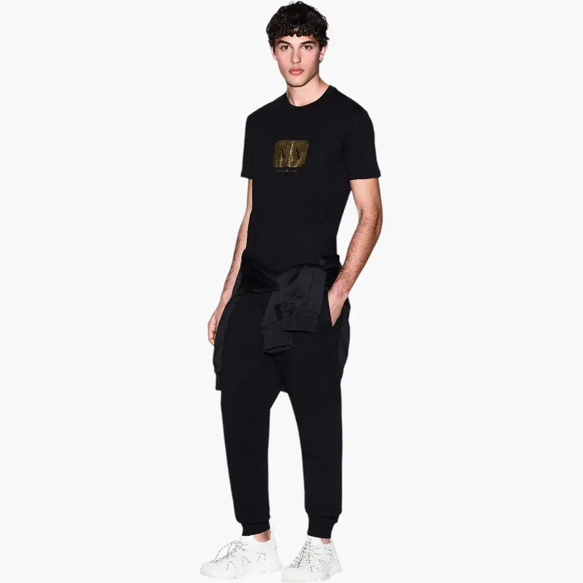 Black And Gold Regular Fit Cotton Crewneck T-Shirt