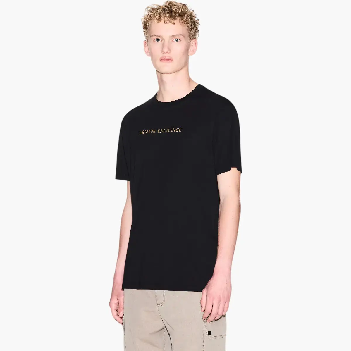Black And Gold Regular Fit Cotton Crewneck T-Shirt
