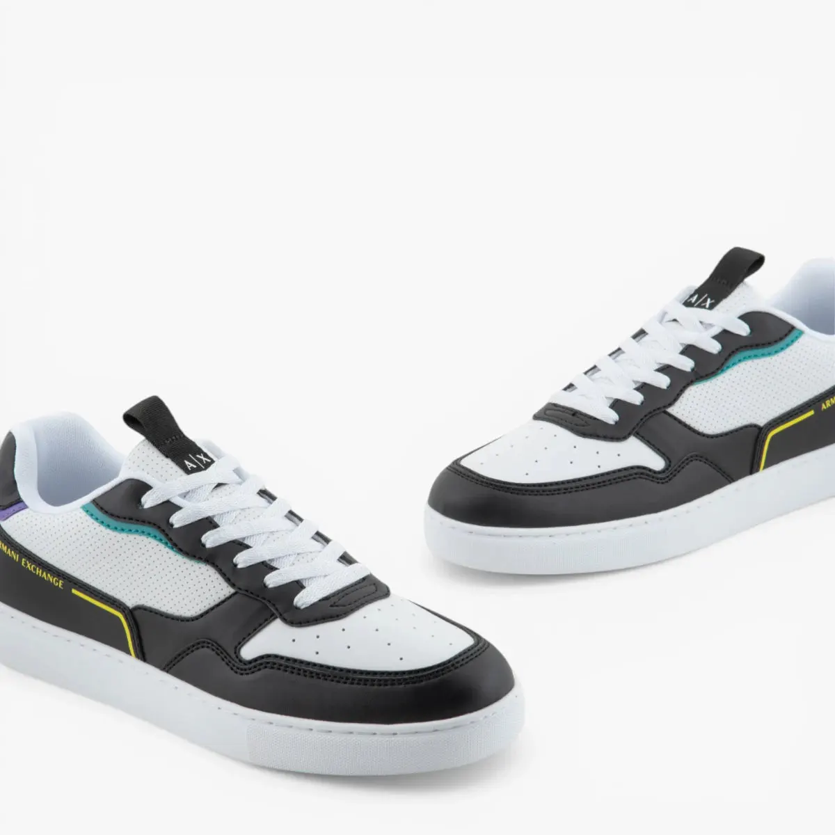 Round Toe Lace Up Sneakers With Contrast Colour Inserts