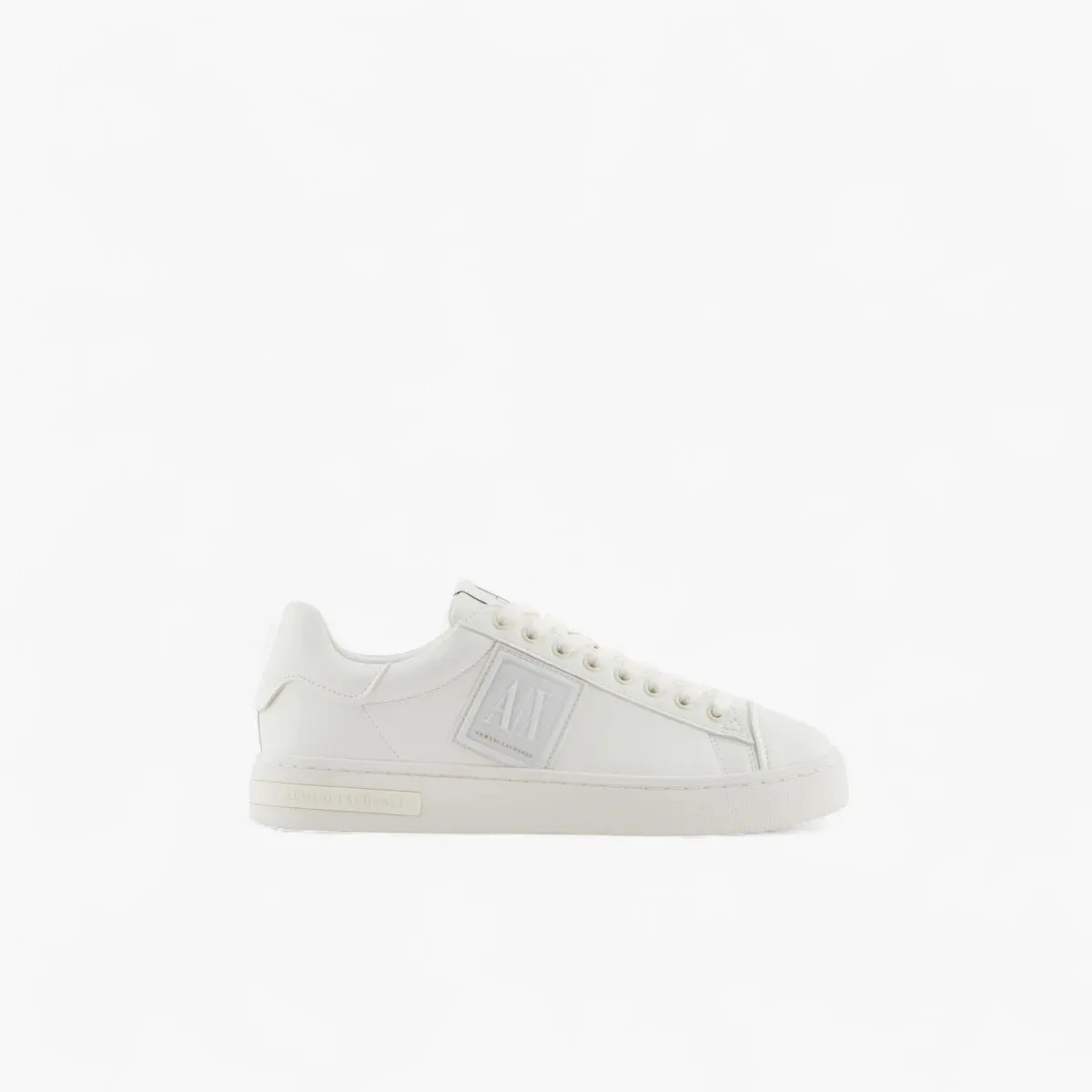 Round Rubber Toe Lace Up Sneakers With Tone-On-Tone Logo Patch