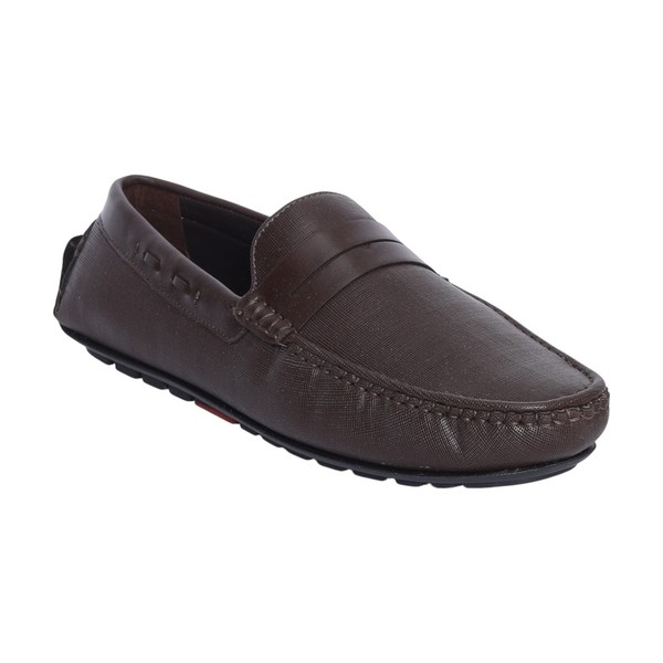 Men Brown Textured Leather Loafers with Metal Bit Accent  display picture 3