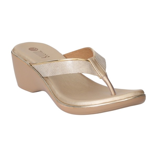 slim fit dress slacks Amora Gold Wedges