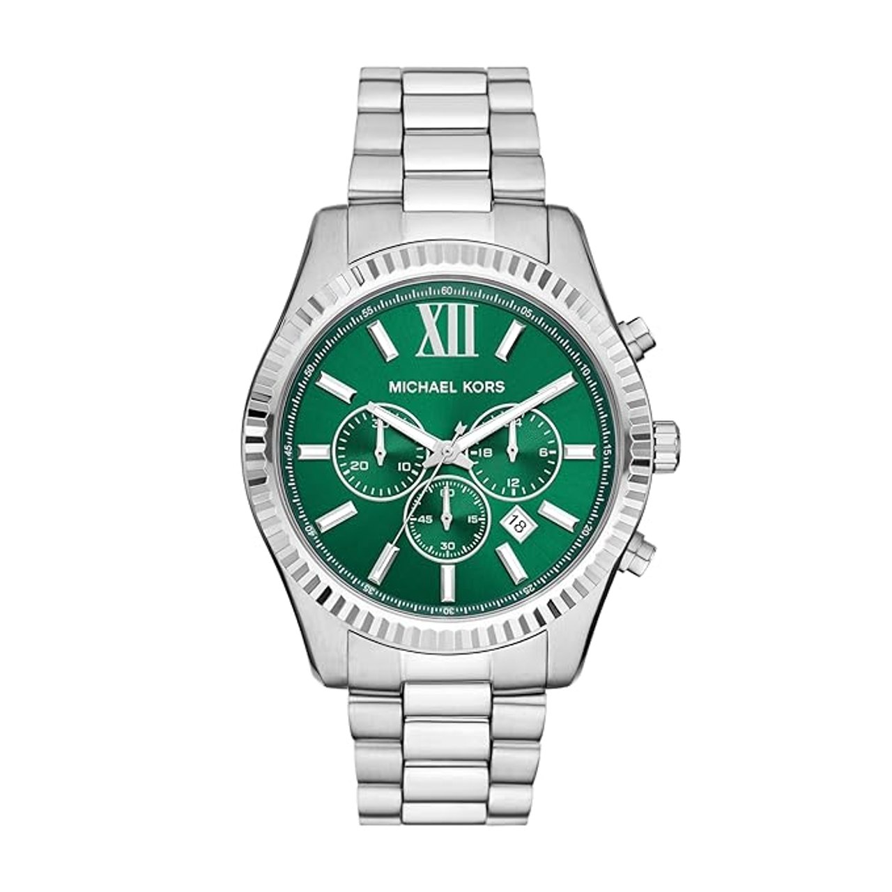 Michael Kors Analog Green Dial Mens Stainless Steel Watch, Band Color: Silver (MK9152)