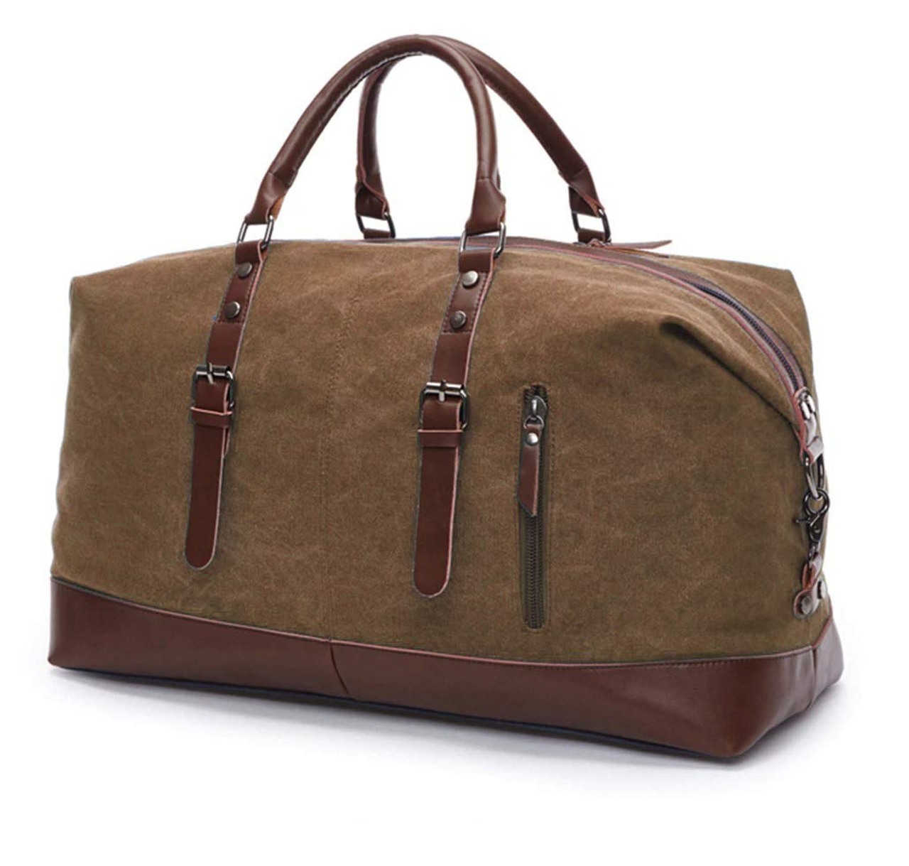 Style Homez Leather Canvas Weekender Duffle Bag 45L Navy Green