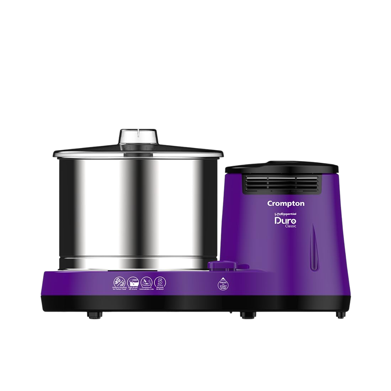 Crompton Wet Grinder Duro Classic 150W 2L Stainless Steel Drum ABS Body