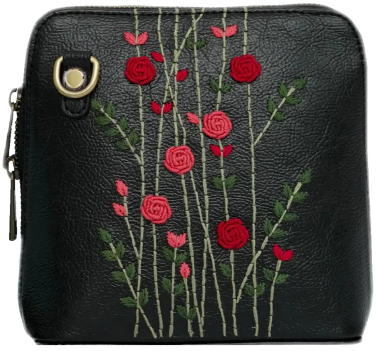 Miri Hand Embroidered Red Rosebuds Venice Sling Bag