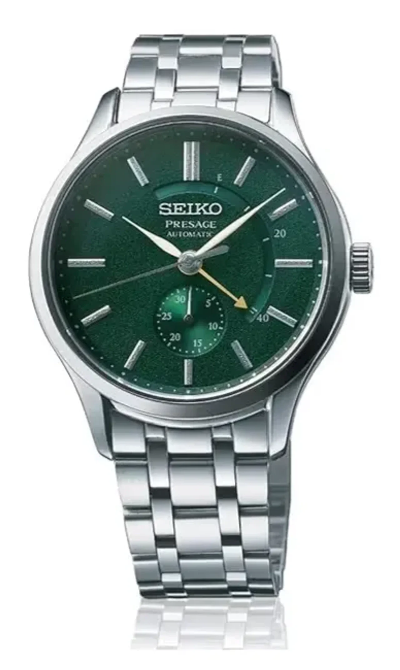 Seiko Stainless Steel Presage Analog Green Dial Men Watch, Silver Band (SSA397J1)