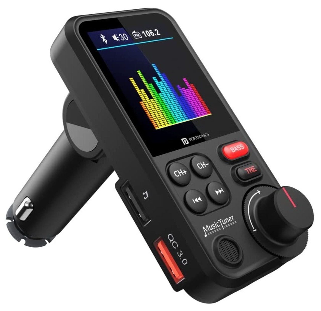 Portronics Auto One Smart TFT Audio Connector & Car Charger - Black