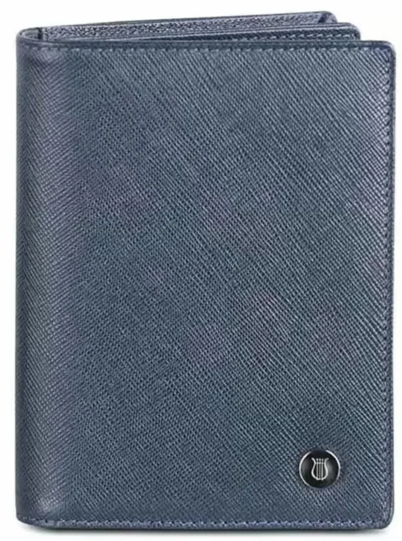 Lapis Bard Stanford Card Holder Pouch Blue Italian Saffiano Leather RFID Blocking