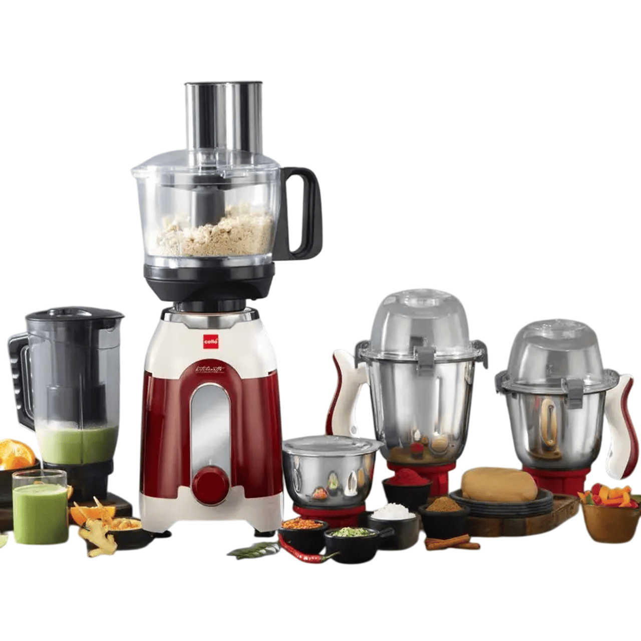 Cello Discovery Chef 750W Food Processor with Stainless Steel Blades, Maroon