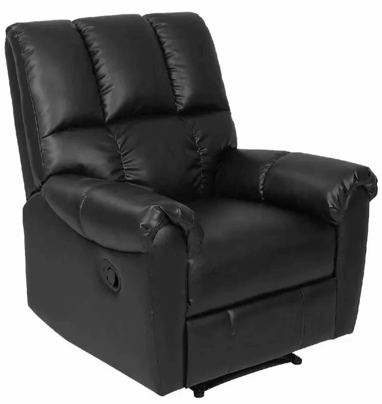 Hidenchic Canvas Manual Push Back Leatherette Recliner - Black