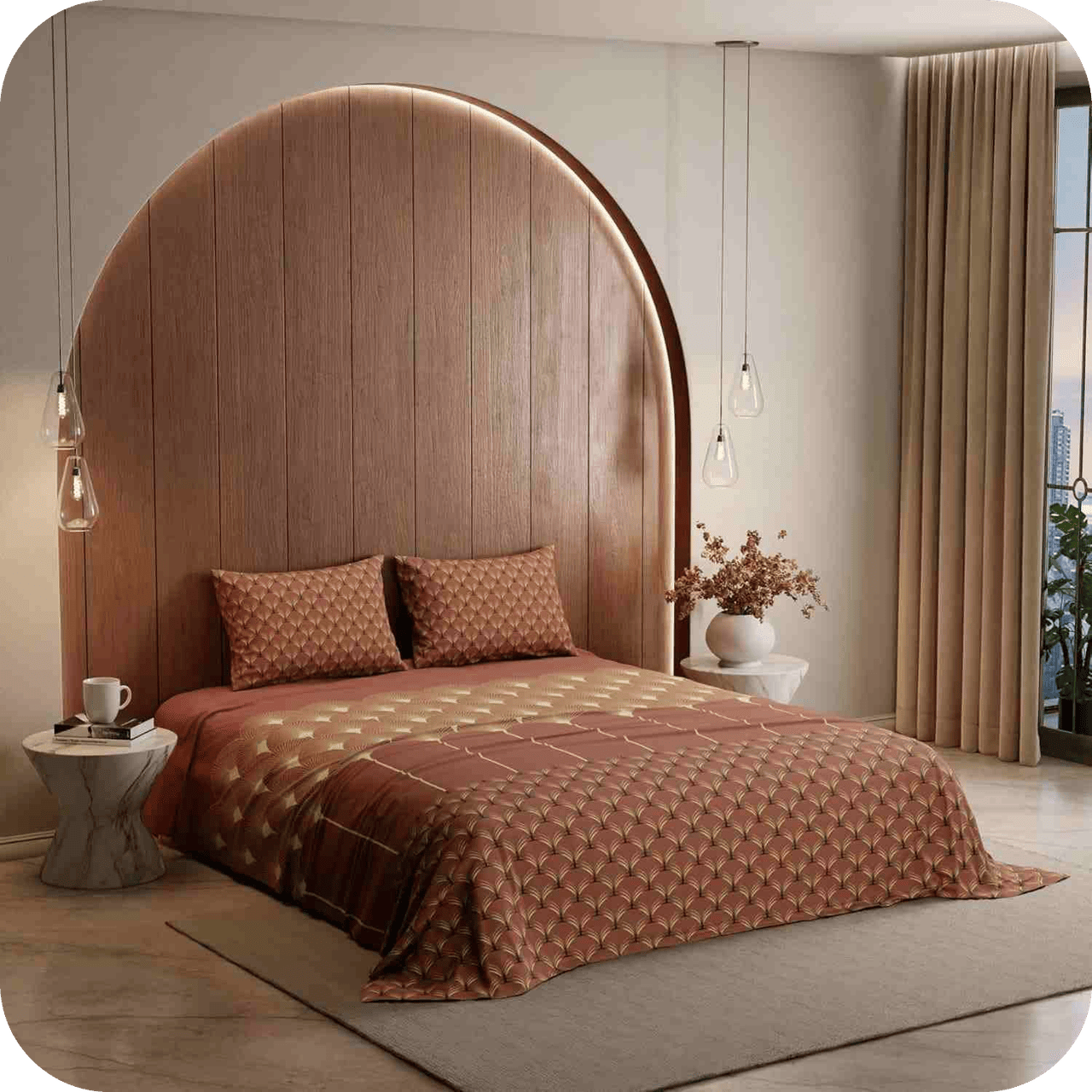 King Size Cotton Bedding Set Copper