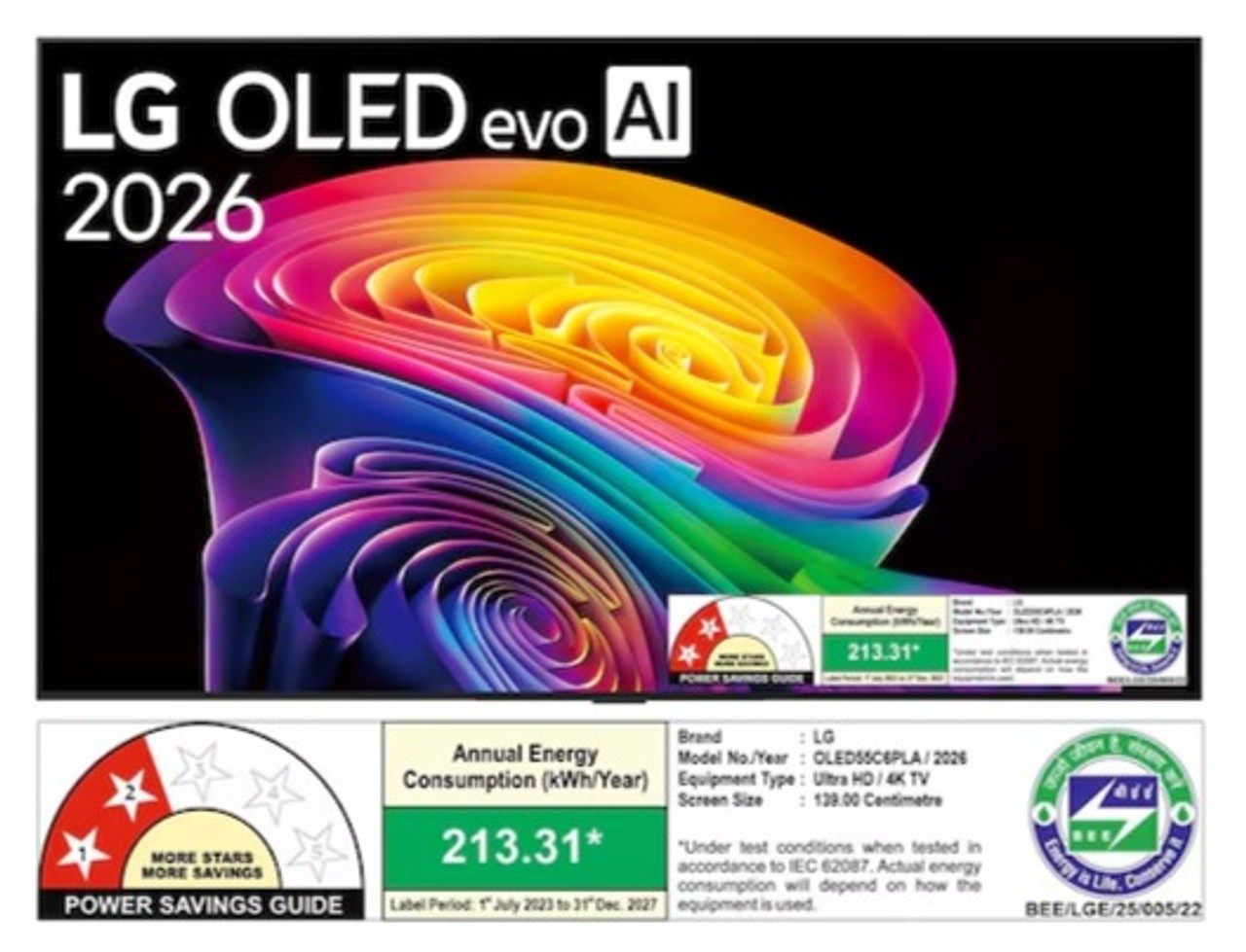 LG 55 Inch (139 cm) OLED evo AI 4K Smart TV With α11 AI Processor Gen3 - OLED55C6PLA