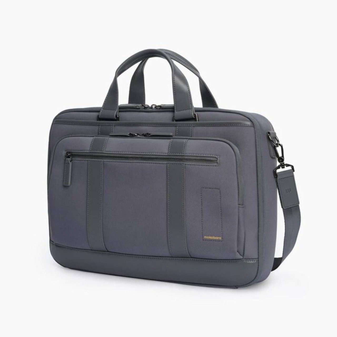 Mokobara Overnighter Briefcase 15.6'' Laptop Water-Resistant Vegan Leather Grey