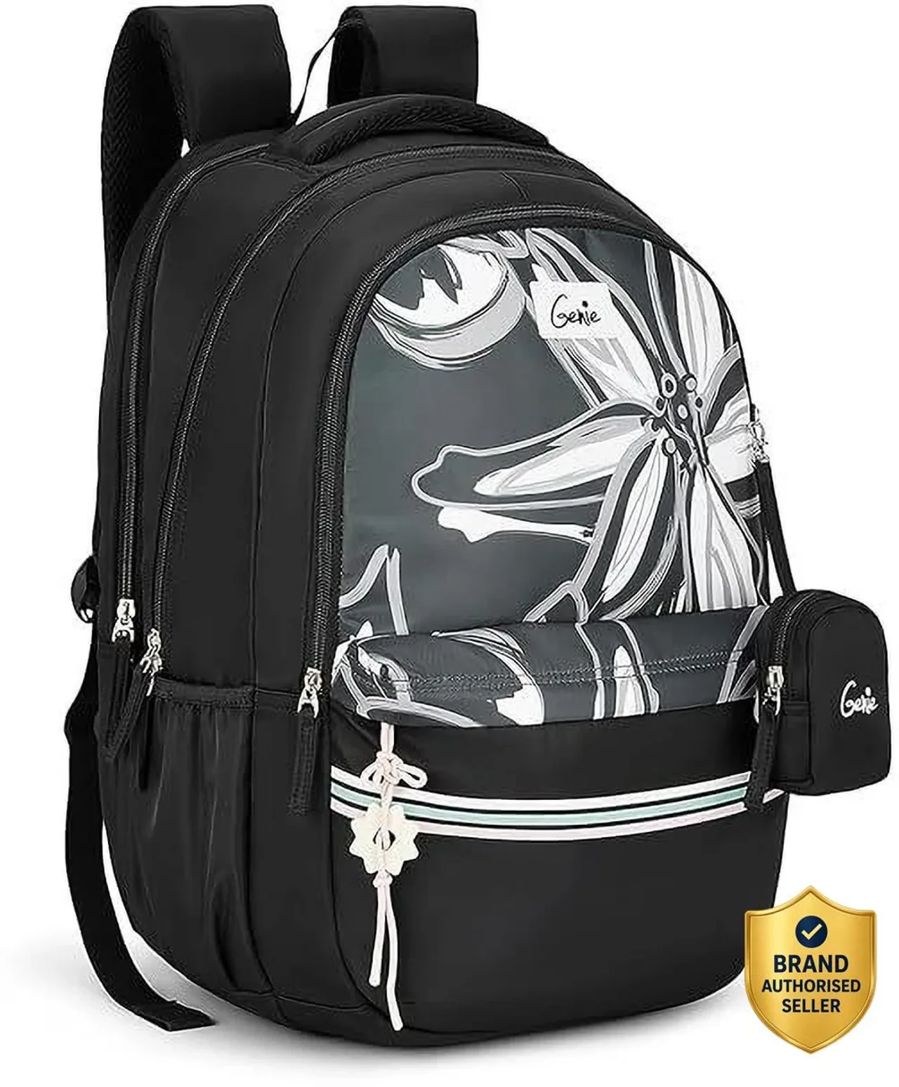 Genie Large 40 L Laptop Backpack Petalis School Backpack For Girls |19 Inch (Black, White)