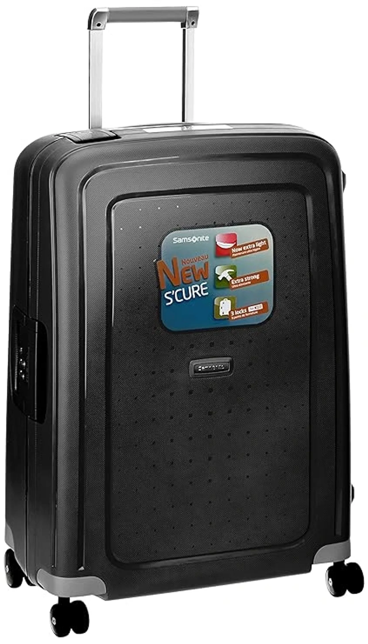 Samsonite S'Cure Polypropylene Trolley Bag 34L Black with TSA Lock and 3-Point Locking System