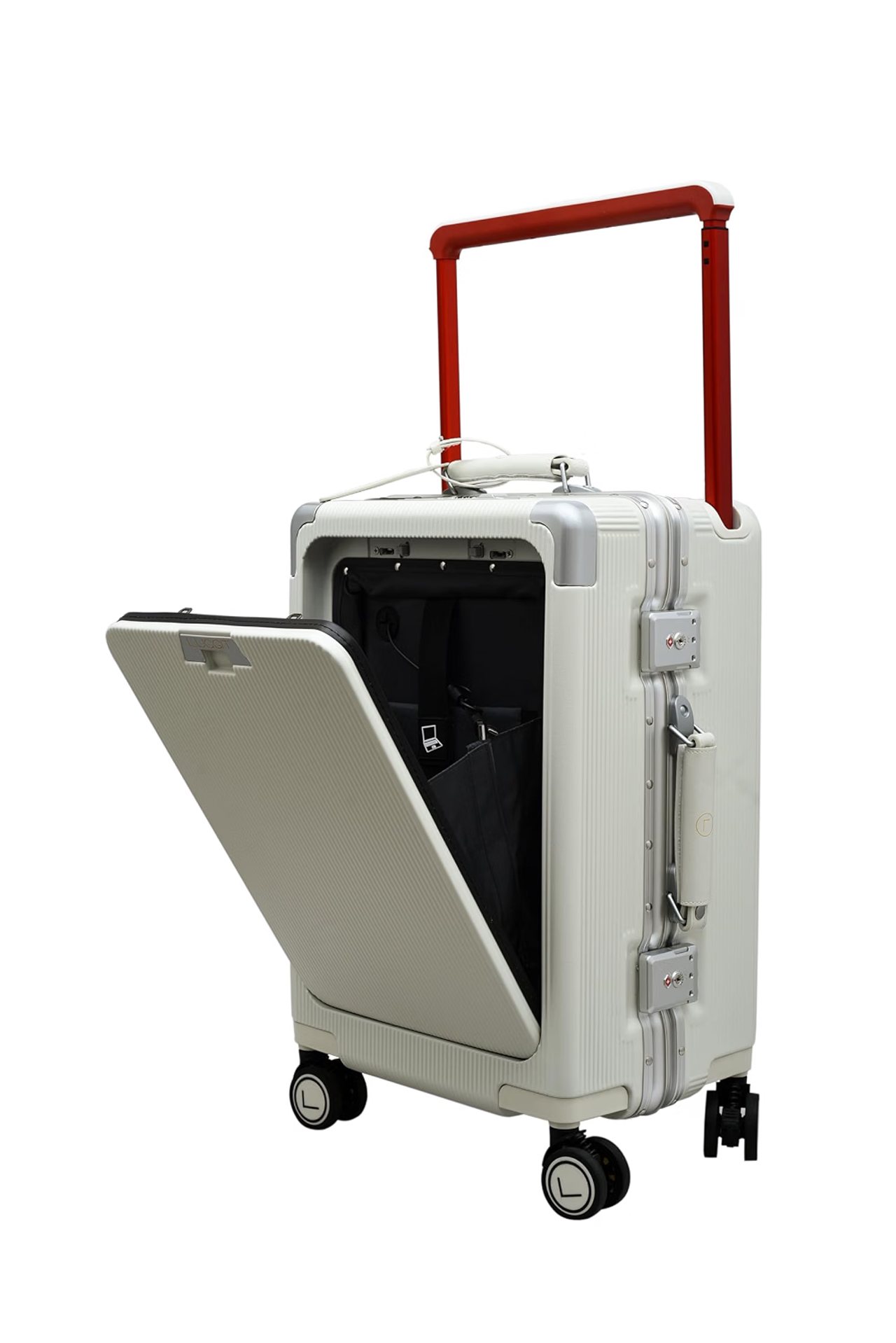 Executive Plus Cabin Trolley Bag White 20 Inch Front Open