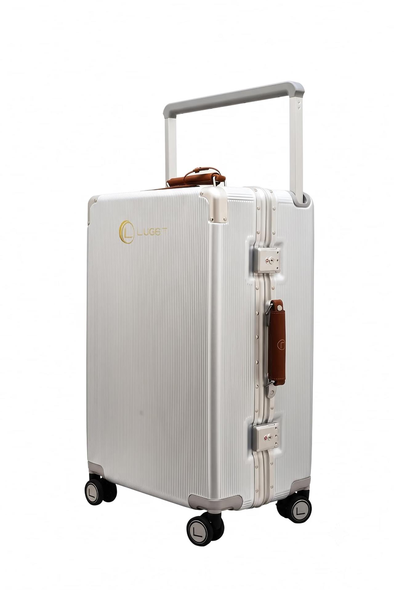 Luxury Cabin Trolley Bag Silver 24 Inch Zipperless