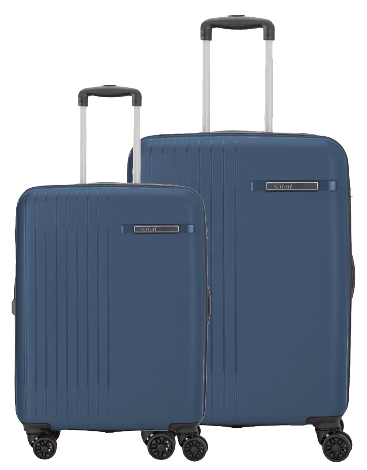 Safari Lancer Luggage Set Of 2 Trolley Bags 55Cm & 66Cm Polypropylene Hard Sided 8 Wheel Spinner (Ink Blue)