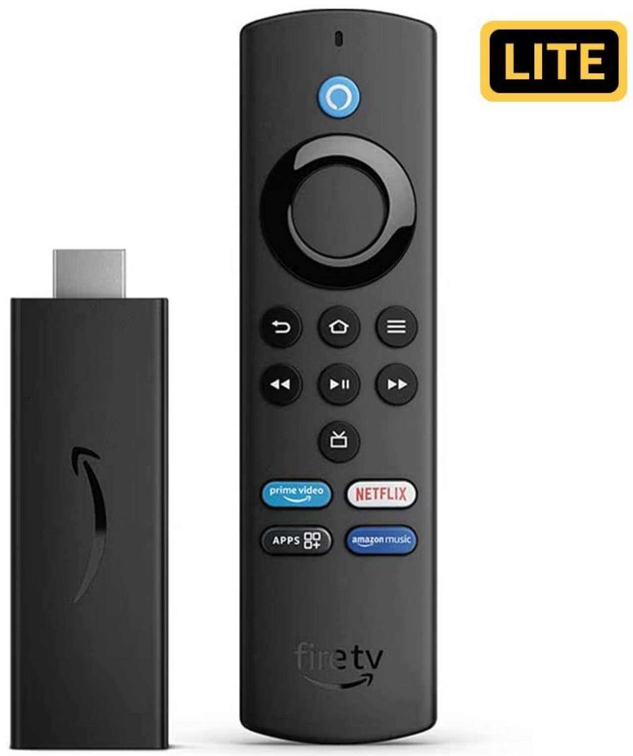 Amazon Fire TV Stick Lite with all-new Alexa Voice Remote Lite (no TV controls), HD streaming device | Now with App controls