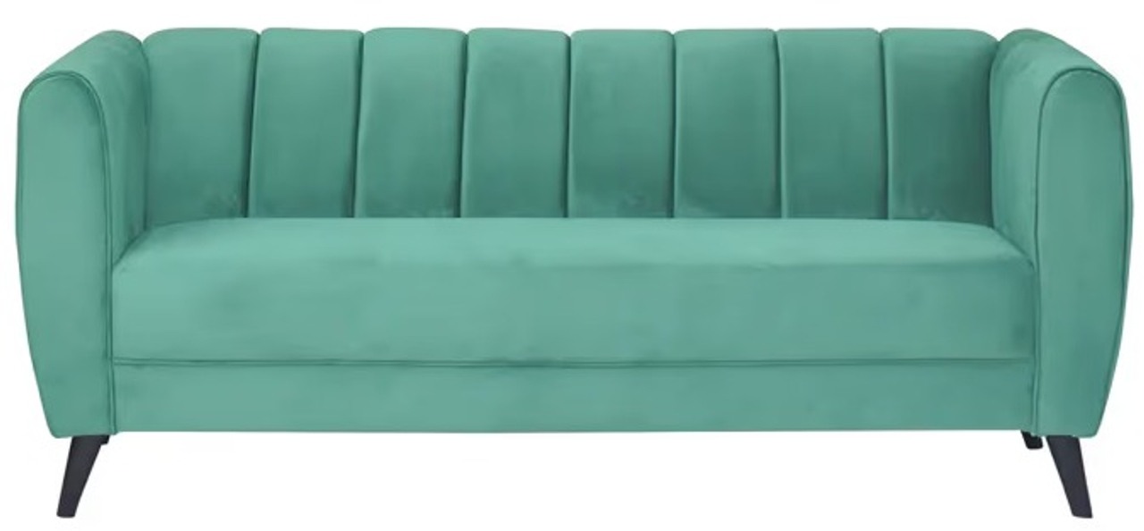 Hidenchic - Cleo Quilted Back Velvet Fabric 3 Seater Sofa - Sea Green
