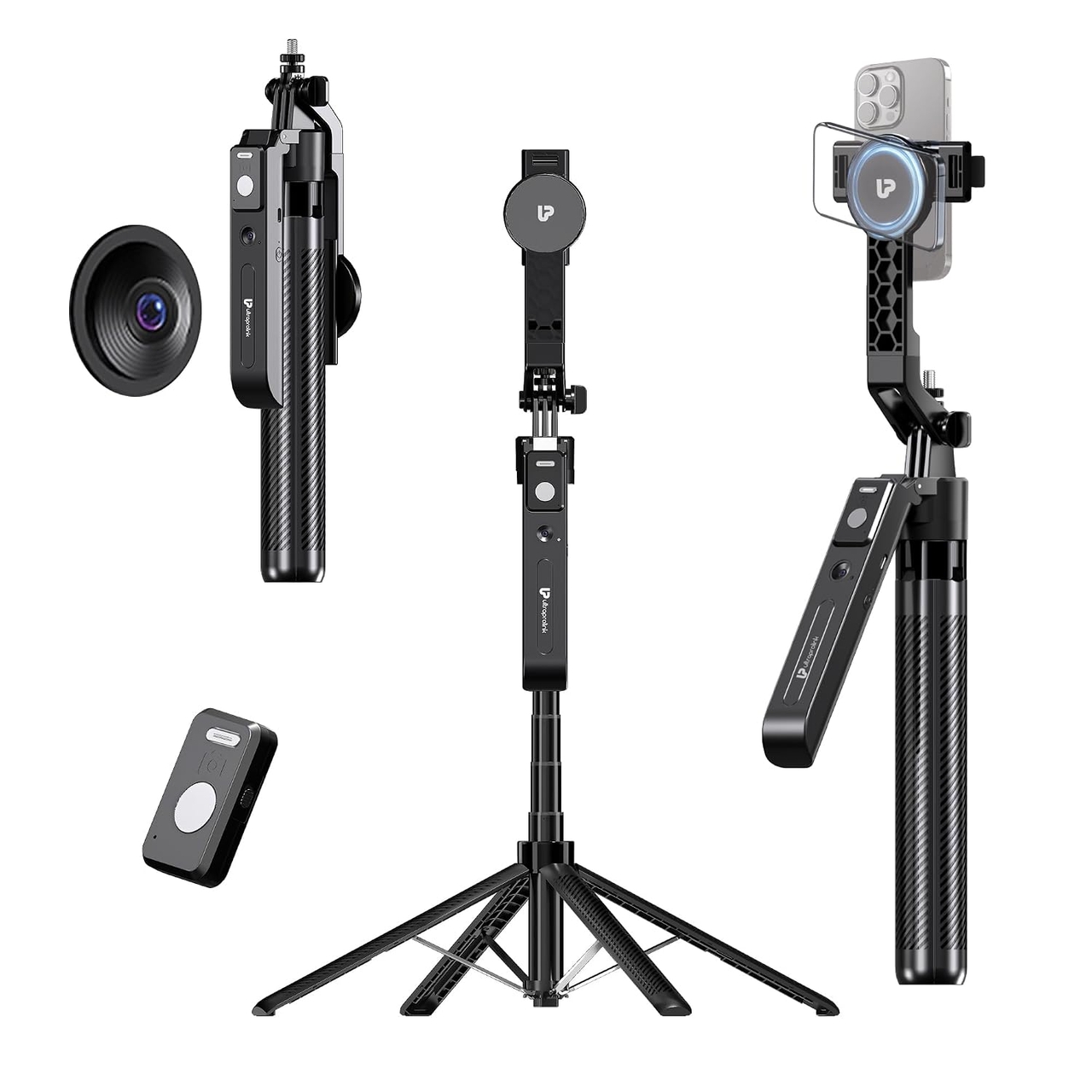 UltraProlink Snap-Z Aura, AI Face Tracking Tripod 180cm with 360 Degree Rotation for Phone/DSLR/Action Camera, UM1279