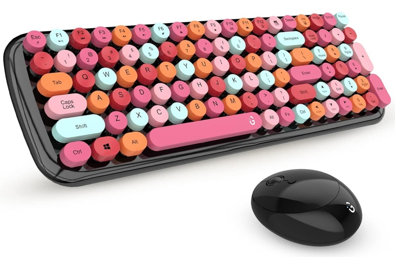 iGear KeyBee Pro Colourful Computer Wireless Keyboard and Mouse Combo (Black Pink)