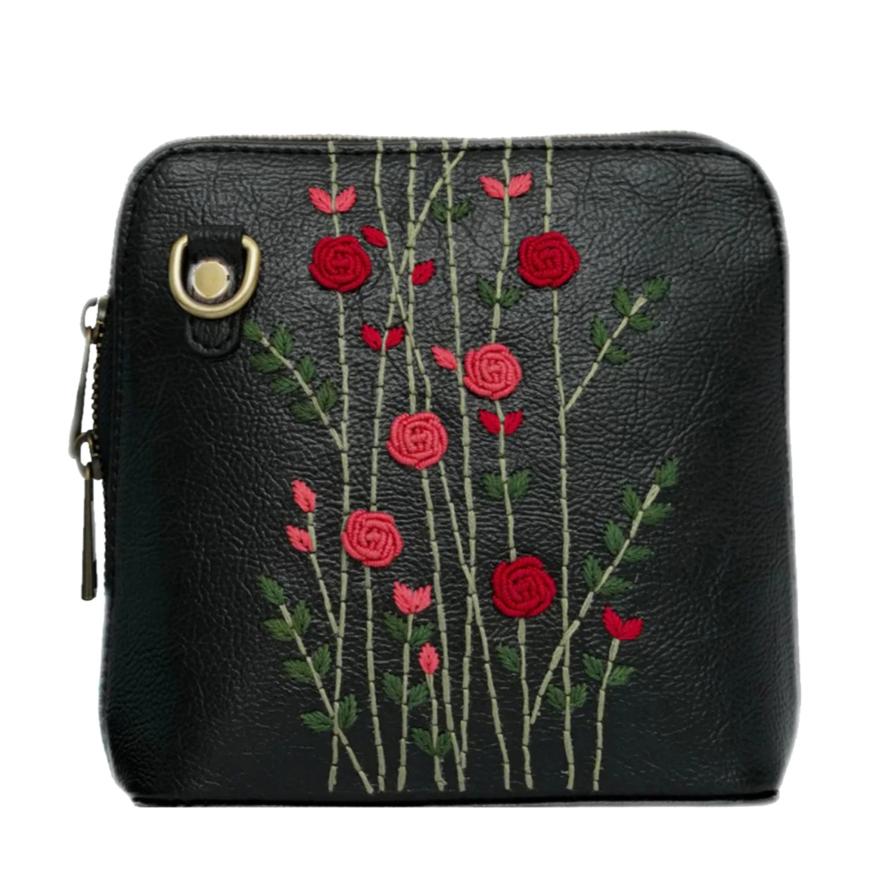 Miri Hand Embroidered Red Rosebuds Venice Sling Bag