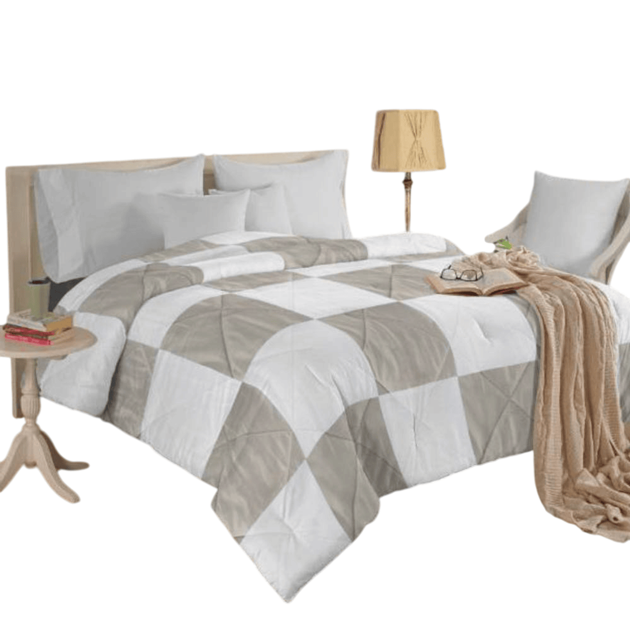 Welspun Double Quilt with Cotton Shell and Welsoft Finish - Reversible, Embroidered