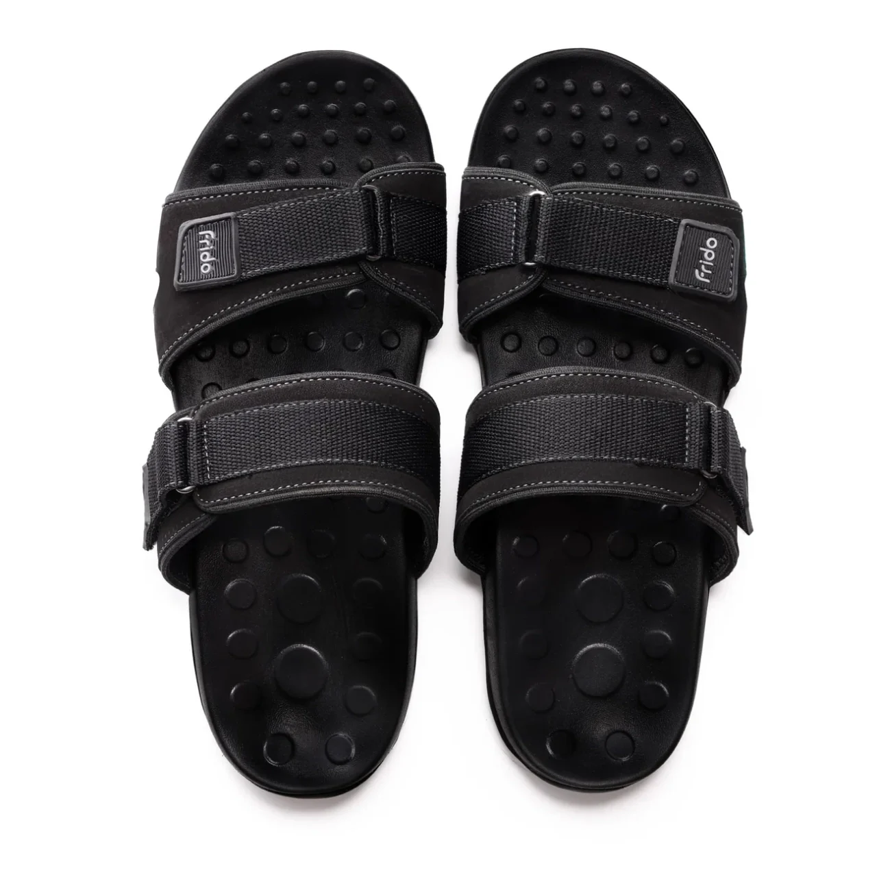 Frido Men's Orthotics Dual Strap Sandals, Size 7 - Black