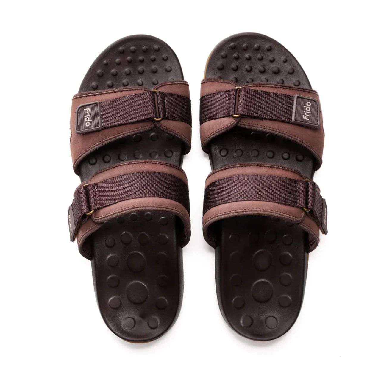 Frido Men's Orthotics Dual Strap Sandals, Size 10 - Brown