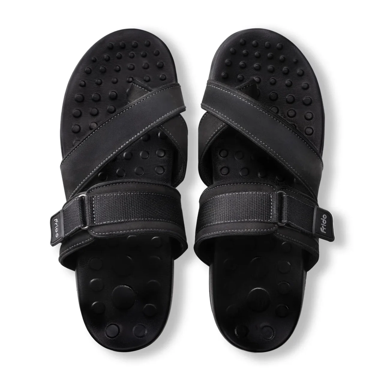 Frido Men's Orthotics Toe Ring Sandals, Size 9 - Black