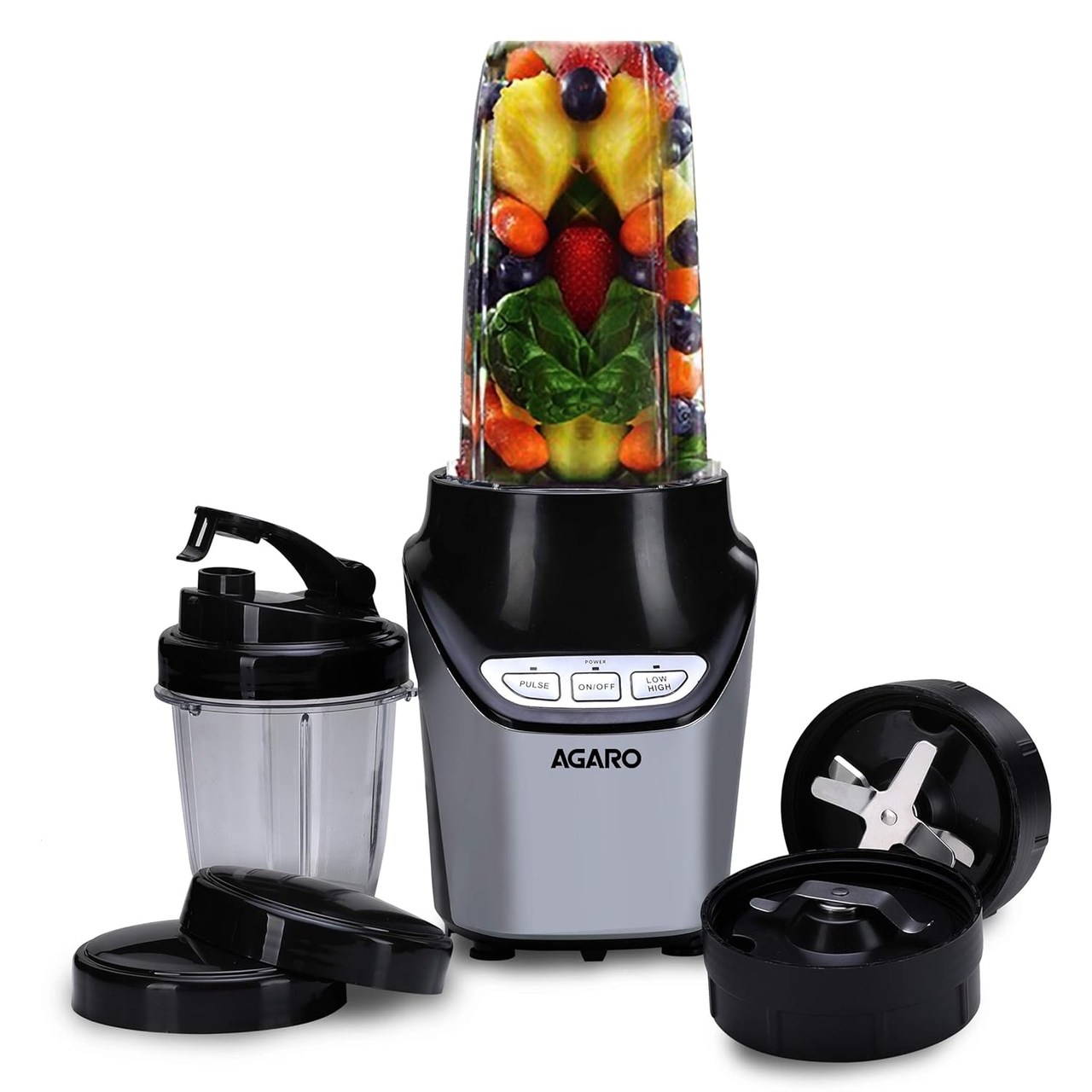 AGARO Nutri Blender 1000W 2 Tritan Jars Copper Motor Black