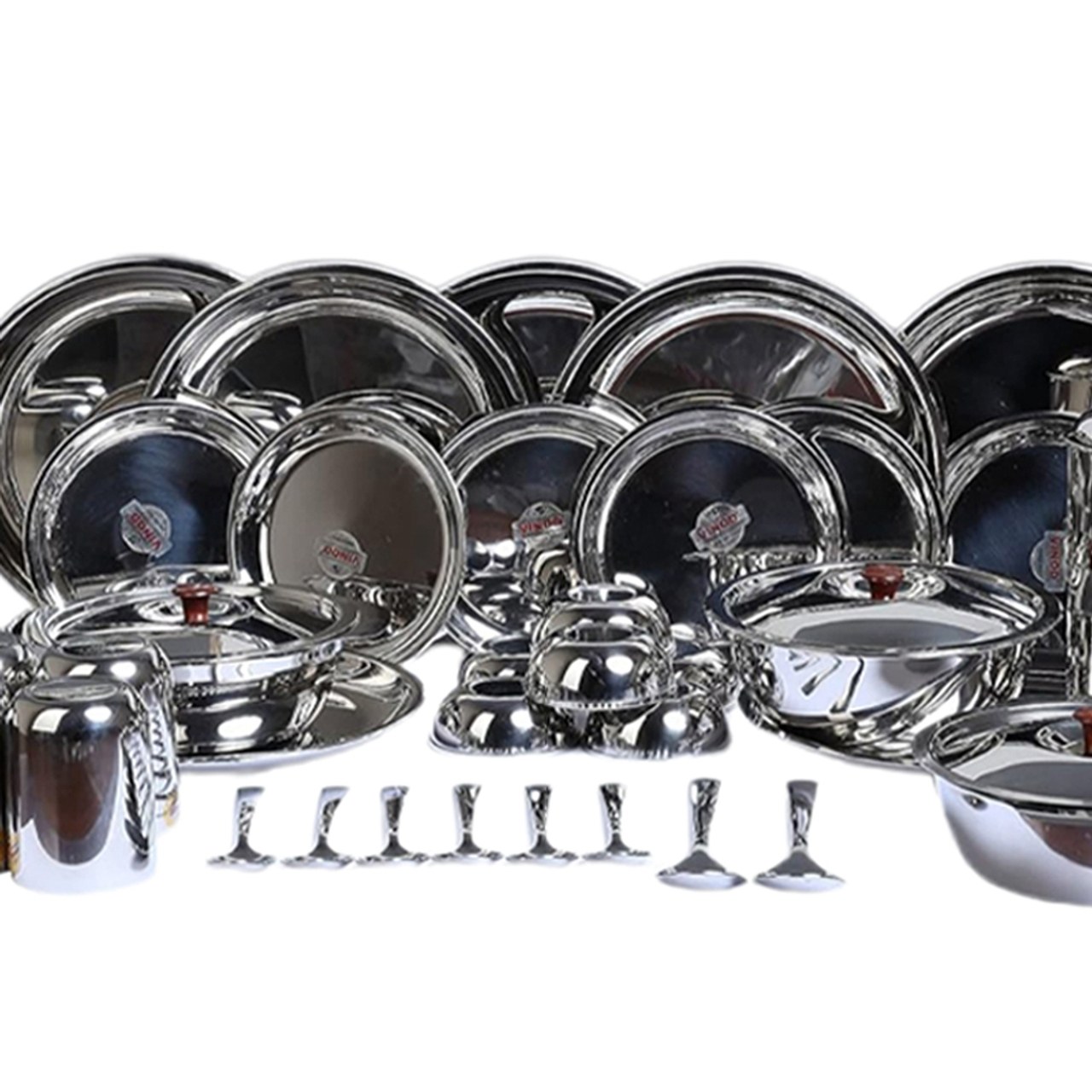 Vinod Stainless Steel 37-Piece Dinner Set for 6 Persons, Smoky Gray, Medium