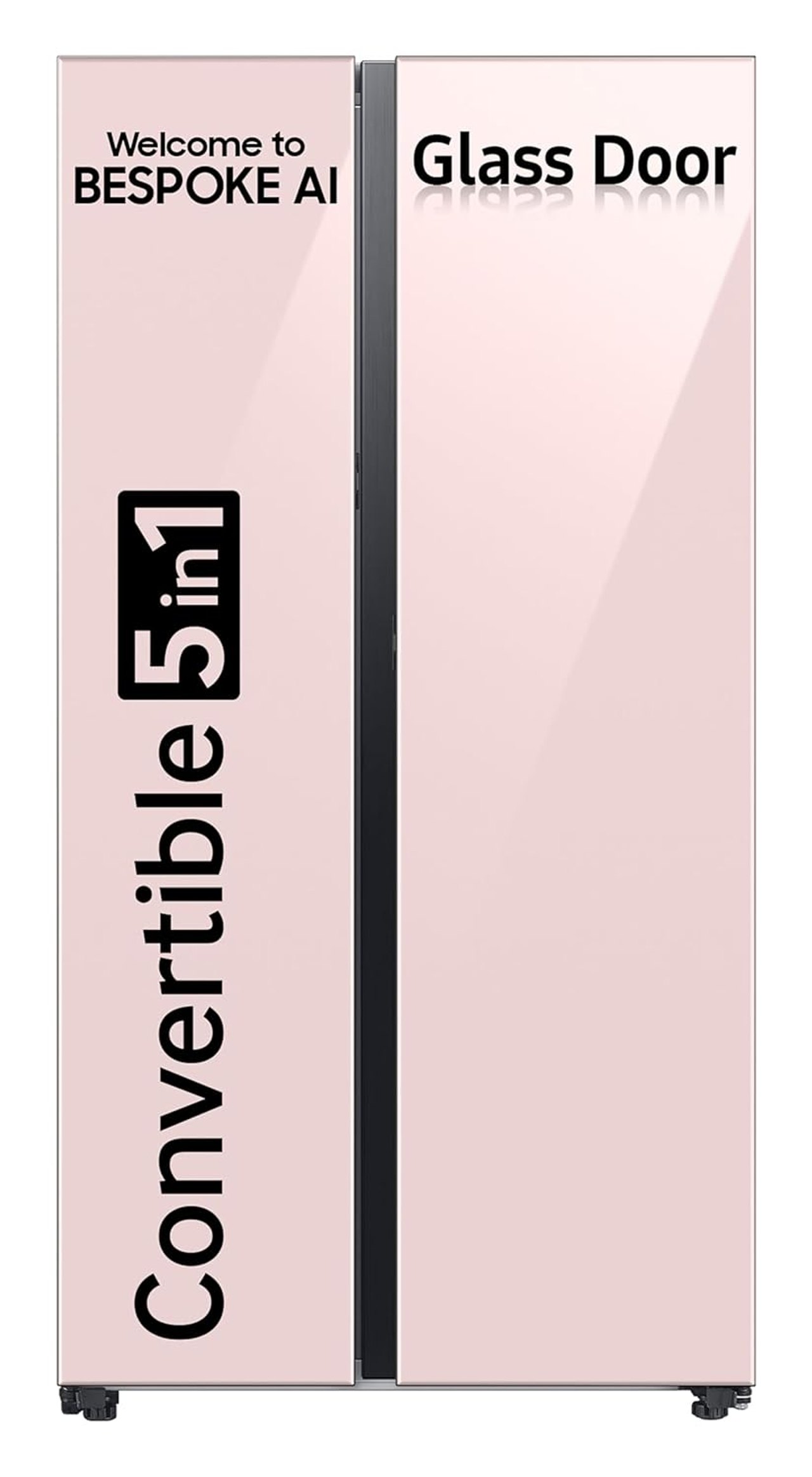 Samsung Side By Side Smart Refrigerator Bespoke AI Glass Door Frost Free Double Door Convertible 5-in-1 Digital Inverter 653 L 3 Star Clean Pink (RS76CB81A3P0HL)