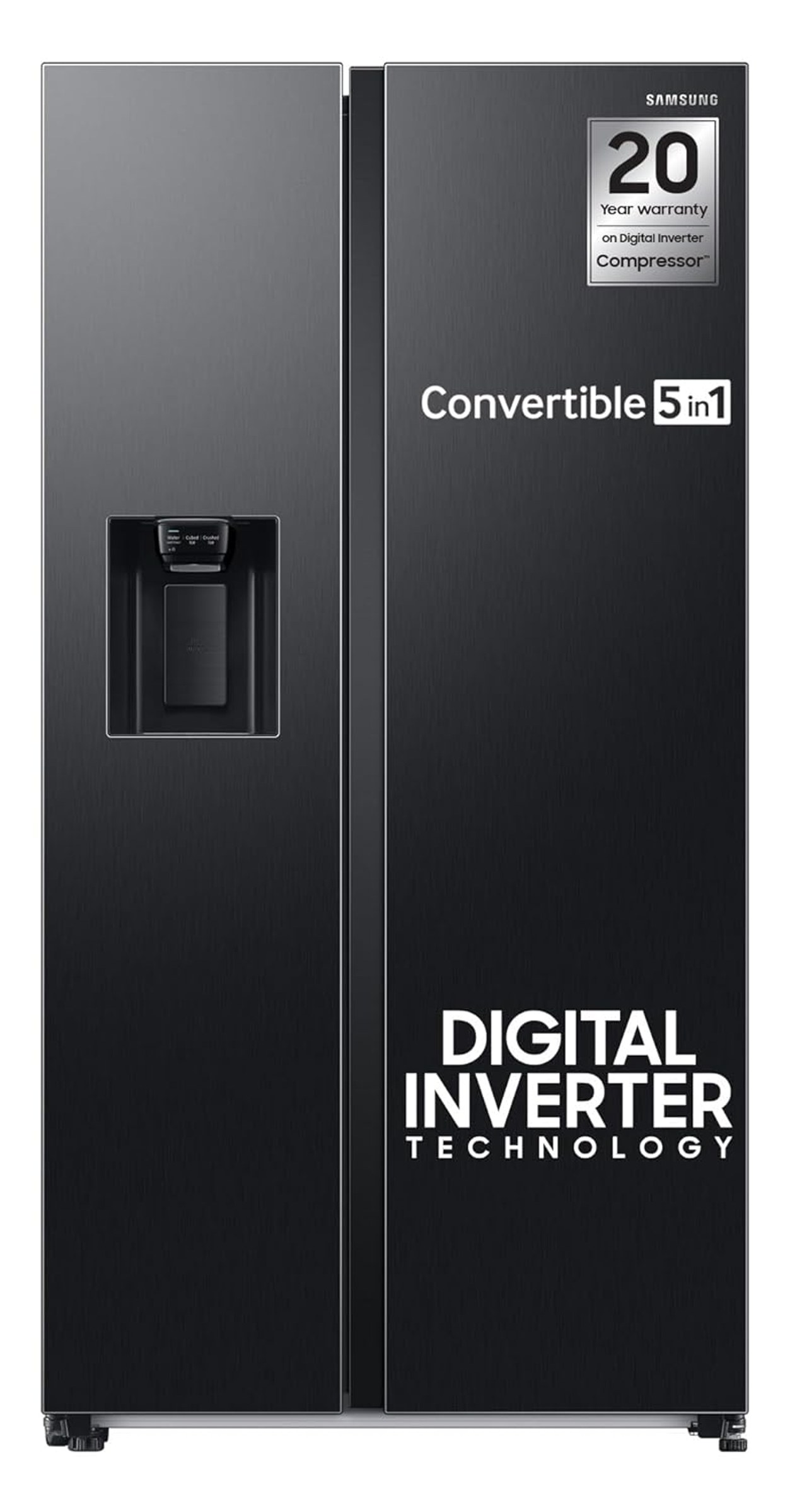 Samsung Side By Side Refrigerator Frost Free Double Door Convertible 5-in-1 Digital Inverter 633 L 3 Star AI Wi-Fi Water & Ice Dispenser Black Matte (RS78CG8543B1HL)
