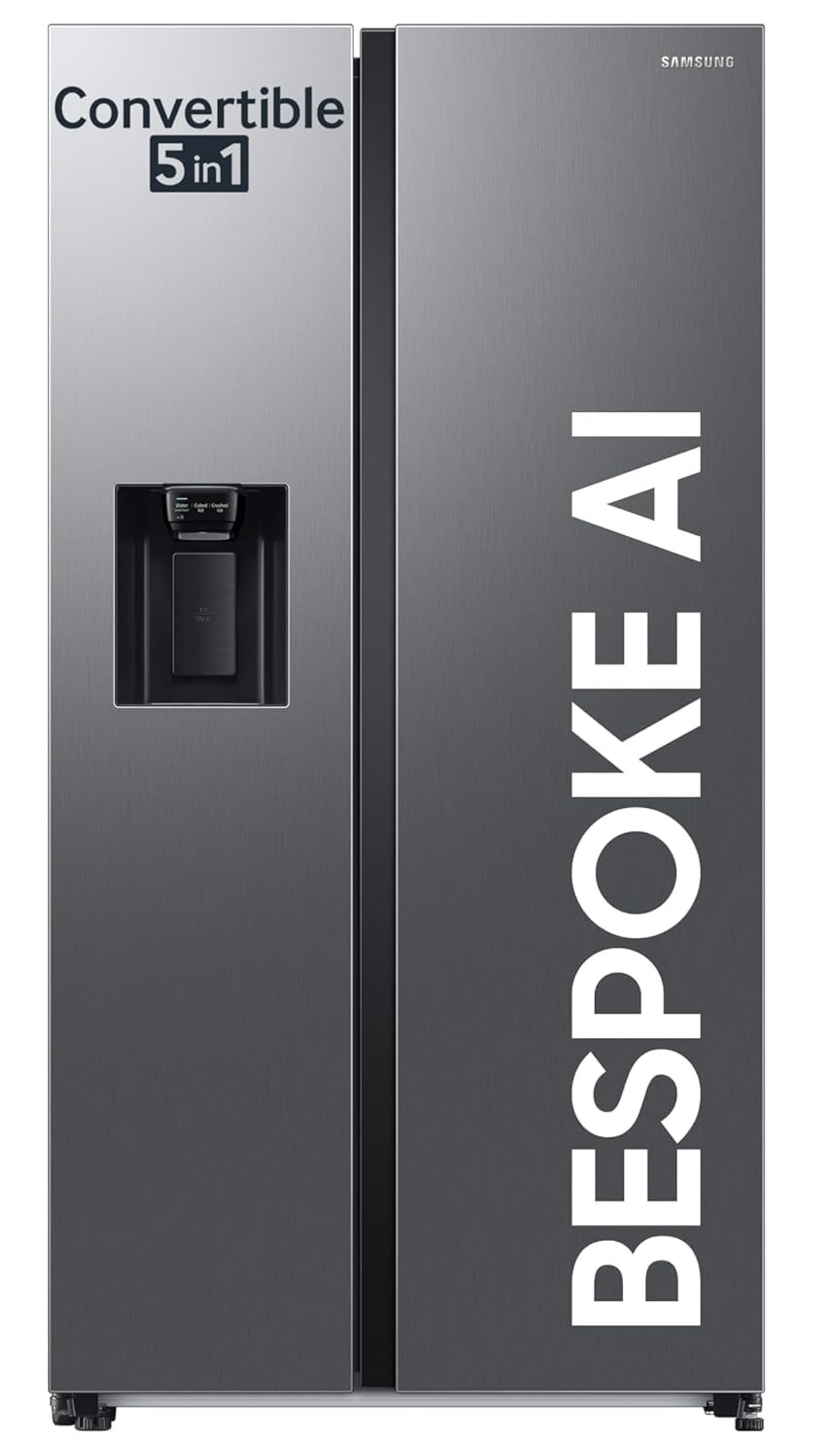 Samsung Side By Side Refrigerator Frost Free Double Door Convertible 5-in-1 Digital Inverter 633 L 3 Star AI Wi-Fi Water & Ice Dispenser Silver (RS78CG8543S9HL)