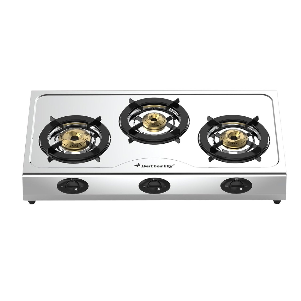 Butterfly Bolt 3B Stainless Steel LPG Gas Stove with Jumbo Burner and Revolving Nozzle, Silver
