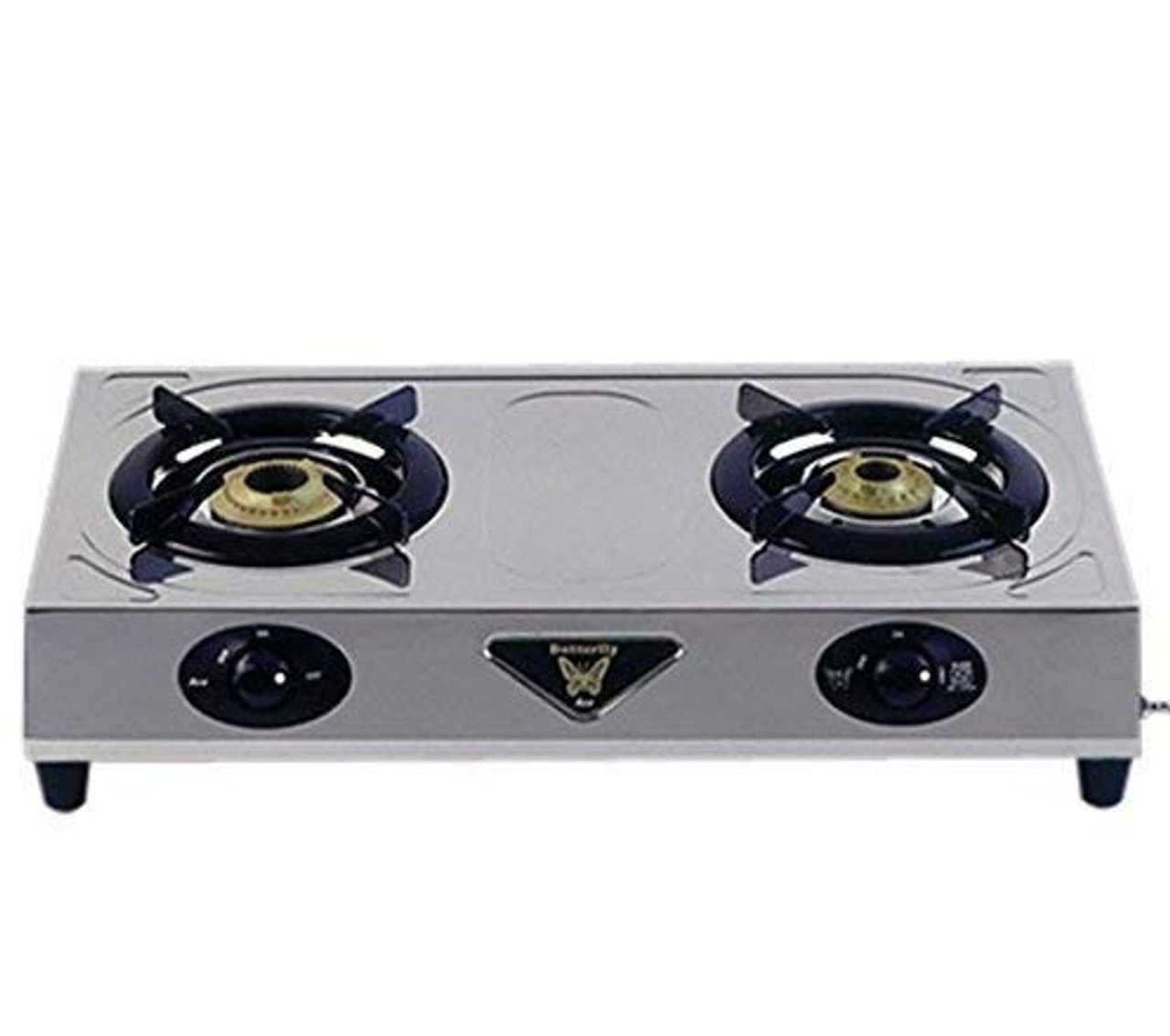 Butterfly Ace 2 Burner Stainless Steel Gas Stove with Manual Heating Element, 3-Inch
