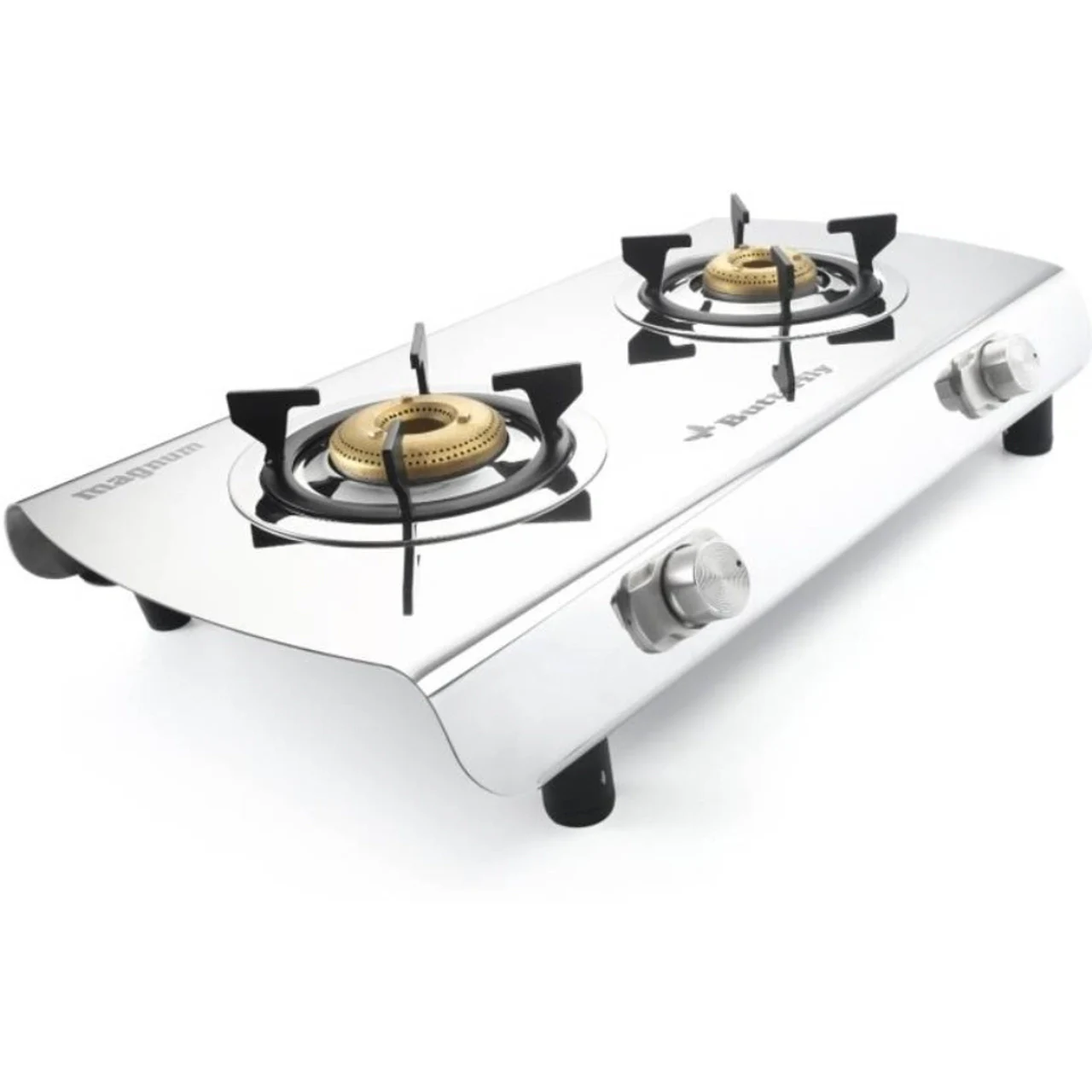 Butterfly Magnum 2B Stainless Steel Manual Gas Stove 2 Burners Silver
