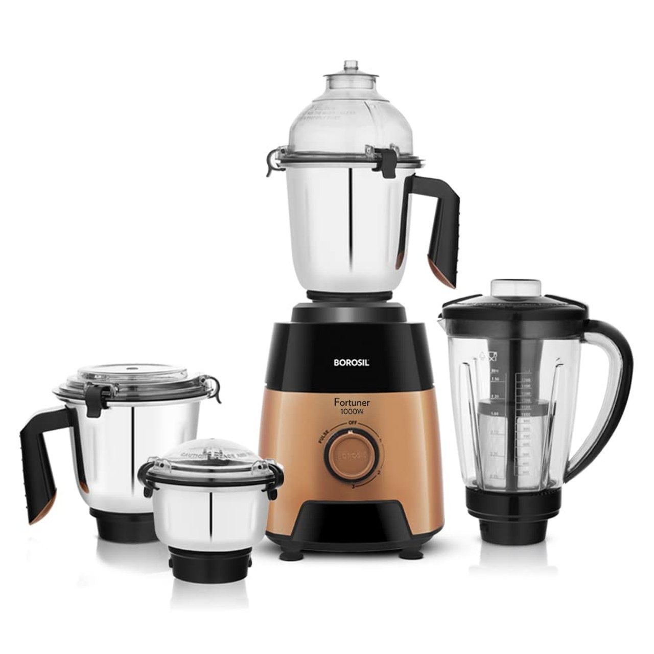 Borosil Fortuner Mixer Grinder Juicer 1000W Copper Motor 4 Jars Stainless Steel