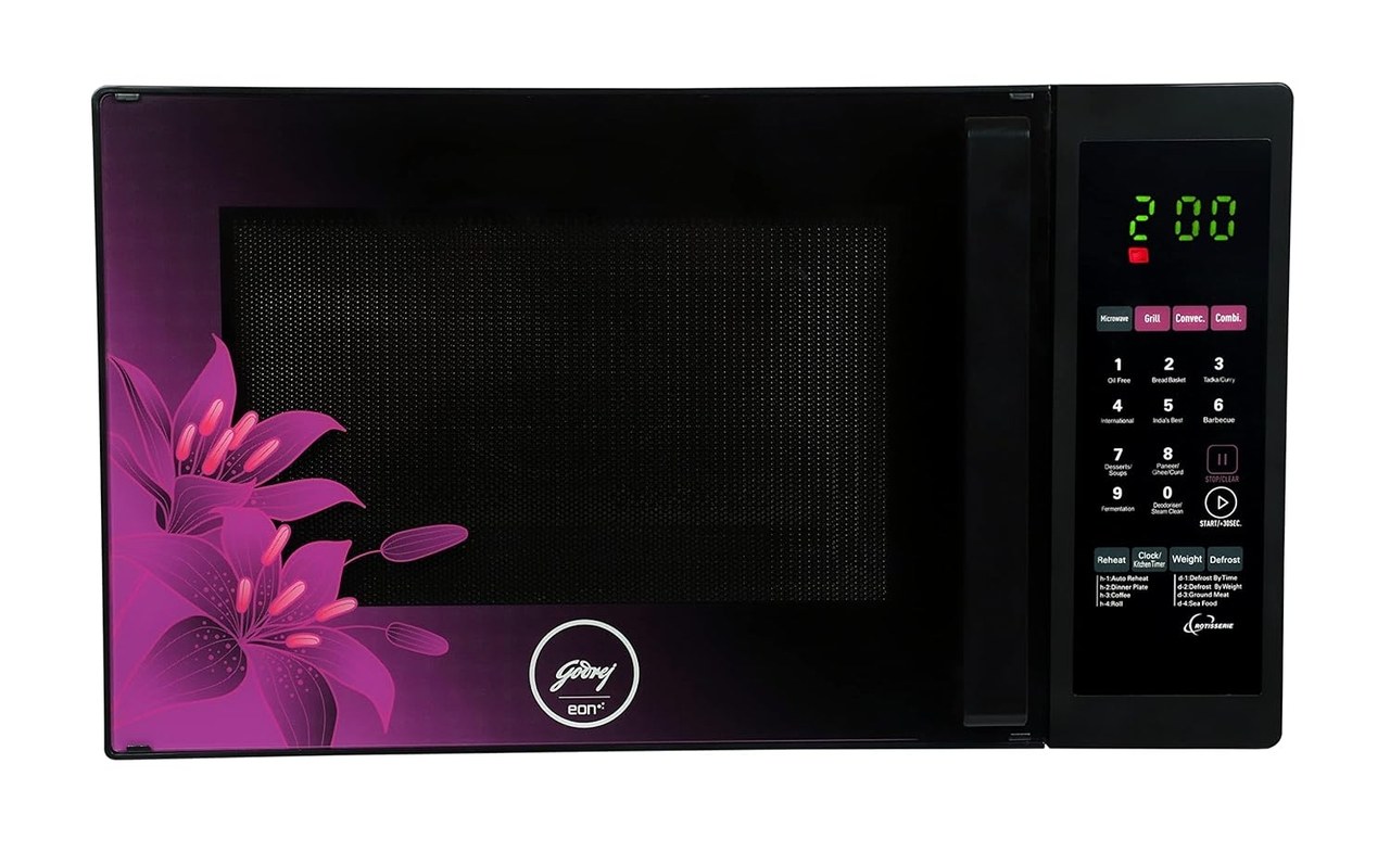 Godrej Convection Microwave Oven 34 Litres Dual Grill Technology Violet Floral (GME 734 CR1 PM)