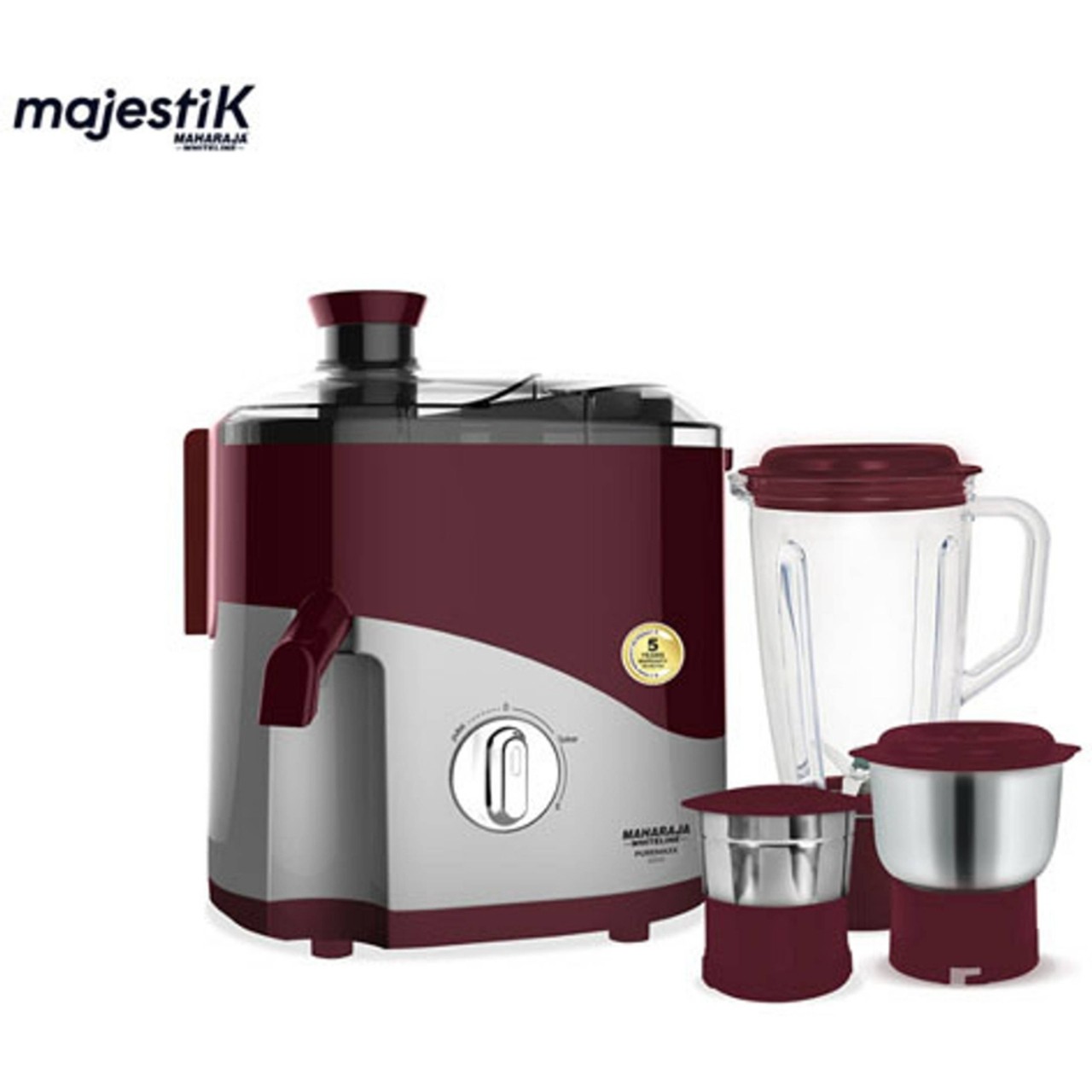 Maharaja Whiteline Juicer Mixer Grinder Puremaxx 550W 3 Jars Black/Grey Stainless Steel