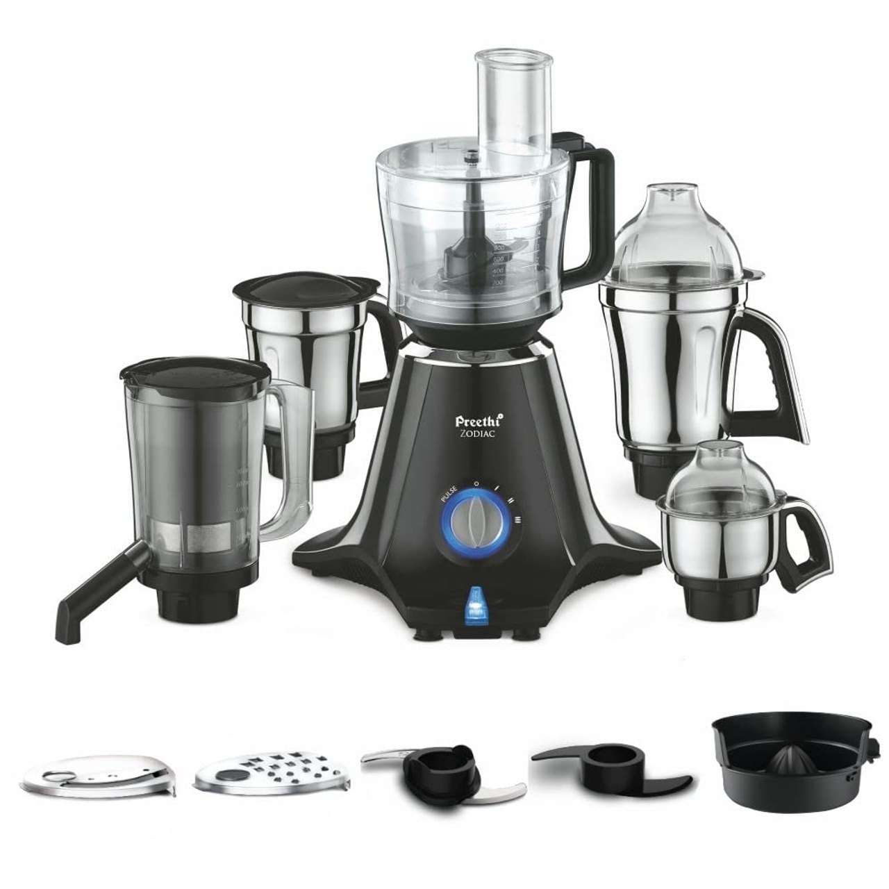 Preethi Mixer Grinder 750W Master Chef Jar 3-in-1 Juicer Black (Zodiac MG-218)