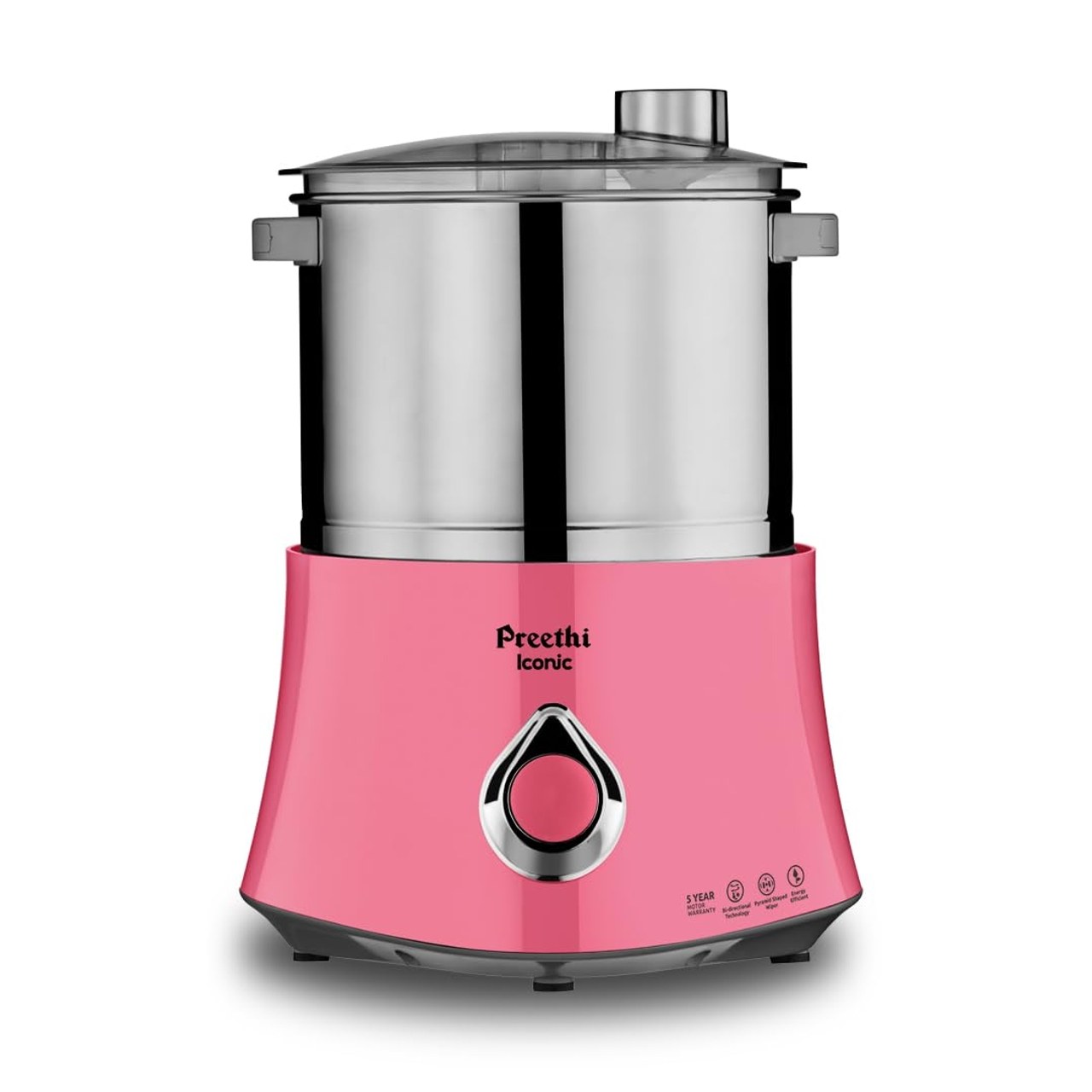 Preethi Iconic Table Top Wet Grinder 2L Bi-Directional Grinding Technology Pink